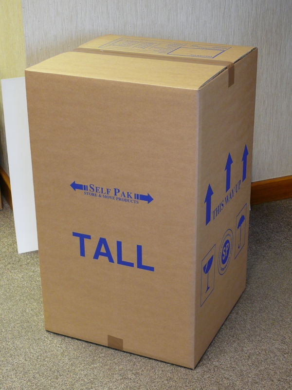 Packaging supplies - Tall Cardboard Box. Harrogate Self Storage.